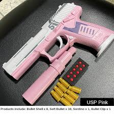 Shell Ejection Soft Bullet Plastic Pistol in pink